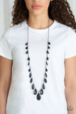 Paparazzi VINTAGE VAULT "GLOW And Steady Wins The Race" Black Necklace & Earring Set Paparazzi Jewelry