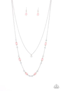 Paparazzi "Dainty Demure" Pink Necklace & Earring Set Paparazzi Jewelry