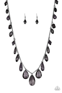 Paparazzi VINTAGE VAULT "GLOW And Steady Wins The Race" Black Necklace & Earring Set Paparazzi Jewelry