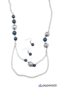 Paparazzi "Right On Time" Blue Necklace & Earring Set Paparazzi Jewelry