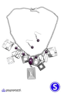 Paparazzi "Cutting Corners" Purple Necklace & Earring Set Paparazzi Jewelry