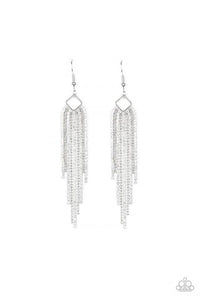 Paparazzi "Singing in the REIGN" White Earrings Paparazzi Jewelry