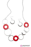 Paparazzi "Three Ring Circus" Red Necklace & Earring Set Paparazzi Jewelry