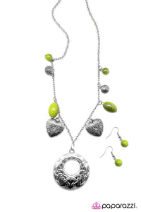 Paparazzi "Home Is Where The Heart Is" Green Necklace & Earring Set Paparazzi Jewelry
