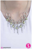 Paparazzi "Lightly Tasseled" Minty Green Silver Tone Hoop Necklace & Earrings Set Paparazzi Jewelry