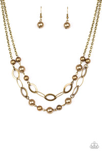 Paparazzi VINTAGE VAULT "GLIMMER Takes All" Brass Necklace & Earring Set Paparazzi Jewelry