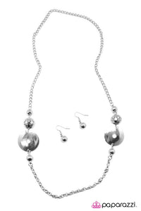 Paparazzi "Dancing Queen" Silver Bead and Disc Necklace & Earring Set Paparazzi Jewelry