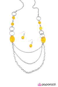 Paparazzi "Happy-Go-Lucky" Yellow Necklace & Earring Set Paparazzi Jewelry