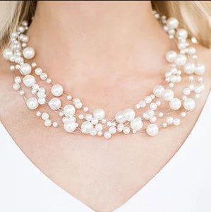 Paparazzi "Absolutely Fab-You-Lous!" FASHION FIX White Necklace & Earring Set Paparazzi Jewelry