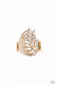 Paparazzi "Clear-Cut Cascade" EXCLUSIVE Gold Ring Paparazzi Jewelry