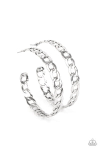 Paparazzi "Climate CHAINge" Silver Hoop Earrings Paparazzi Jewelry