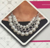 Paparazzi VINTAGE VAULT REPO "Empire State Empress" FASHION FIX White Necklace & Earring Set Paparazzi Jewelry