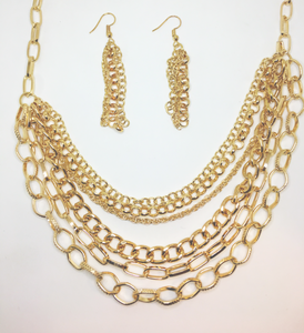 Paparazzi "Word On The Street" Gold Necklace & Earring Set Paparazzi Jewelry
