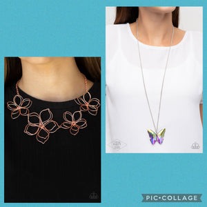 Paparazzi "The Social Butterfly Effect" & FLOWER GARDEN FASHIONISTA Necklace & Earring Set Paparazzi Jewelry