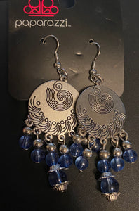 Paparazzi "Spinning My Wheels" Blue Earrings Paparazzi Jewelry