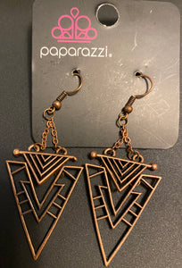 Paparazzi "Aztec Edge" Copper Earrings Paparazzi Jewelry