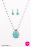 Paparazzi "Lounging At The Lagoon" FASHION FIX Simply Santa Fe Blue Turquoise Stone Silver Necklace & Earring Set Paparazzi Jewelry