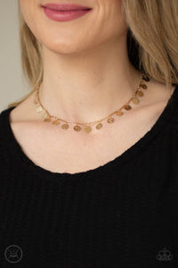 Paparazzi "Musically Minimalist" Gold Choker Necklace & Earring Set Paparazzi Jewelry