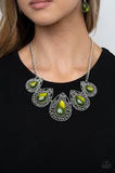 Paparazzi "Opal Auras" Green Necklace & Earring Set Paparazzi Jewelry