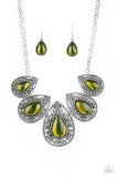 Paparazzi "Opal Auras" Green Necklace & Earring Set Paparazzi Jewelry