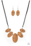 Paparazzi "Natures Finest" Brown Cork Necklace & Earring Set Paparazzi Jewelry