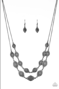 Paparazzi "Make Yourself At HOMESTEAD" Silver Necklace & Earring Set Paparazzi Jewelry