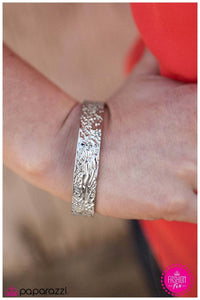 Paparazzi "Slim Chance" Silver Embossed Cuff Bracelet Paparazzi Jewelry