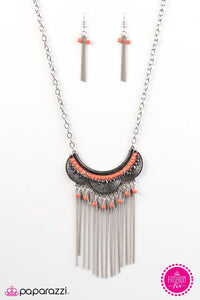 Paparazzi "Tribal Fusion" FASHION FIX Orange Necklace & Earring Set Paparazzi Jewelry