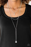 Paparazzi "Typhoon Shimmer" White Teardrop Pendant Silver Necklace & Earring Set Paparazzi Jewelry