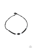 Paparazzi "The Forerunner" Black Cord Silver Ring White Bead Urban Necklace Unisex Paparazzi Jewelry