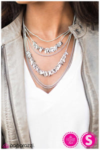 Paparazzi "A Craving for Chaos" Silver Necklace & Earring Set Paparazzi Jewelry