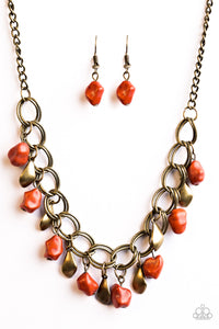 Paparazzi "Adventure Is Worthwhile" Orange Necklace & Earring Set Paparazzi Jewelry