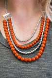 Paparazzi "A FOUR-ce To Be Reckoned With" Orange Necklace & Earring Set Paparazzi Jewelry