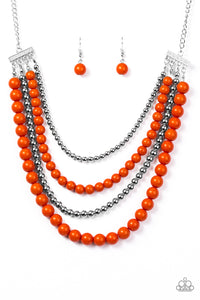 Paparazzi "A FOUR-ce To Be Reckoned With" Orange Necklace & Earring Set Paparazzi Jewelry