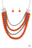 Paparazzi "A FOUR-ce To Be Reckoned With" Orange Necklace & Earring Set Paparazzi Jewelry