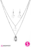 Paparazzi "A Little Bit Inde-PENDANT" White Necklace & Earring Set Paparazzi Jewelry