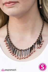 Paparazzi "All The Right Moves" Copper Necklace & Earring Set Paparazzi Jewelry