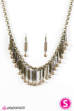 Paparazzi "All the Right Moves" Brass Necklace & Earring Set Paparazzi Jewelry