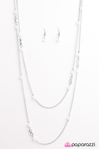 Paparazzi "All The Time In The World" White Necklace & Earring Set Paparazzi Jewelry