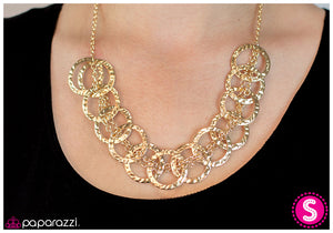 Paparazzi "All Together Now" Gold Necklace & Earring Set Paparazzi Jewelry