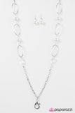 Paparazzi "A Role To SHINE For" White Lanyard Necklace & Earring Set Paparazzi Jewelry