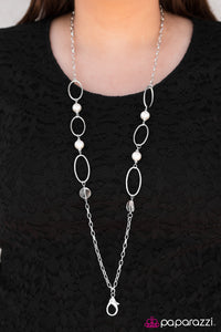 Paparazzi "A Role To SHINE For" White Lanyard Necklace & Earring Set Paparazzi Jewelry