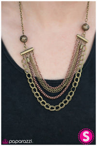 Paparazzi "Bar None" Brass Necklace & Earring Set Paparazzi Jewelry