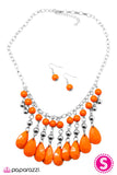 Paparazzi "Beauty School Drop Out" Orange Necklace & Earring Set Paparazzi Jewelry