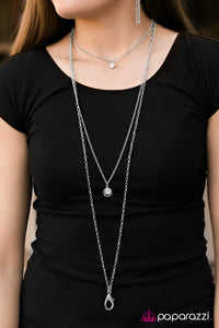 Paparazzi "Be Brilliant" White Lanyard Necklace & Earring Set Paparazzi Jewelry