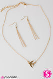 Paparazzi "Bird On A Wire" Gold Necklace & Earring Set Paparazzi Jewelry