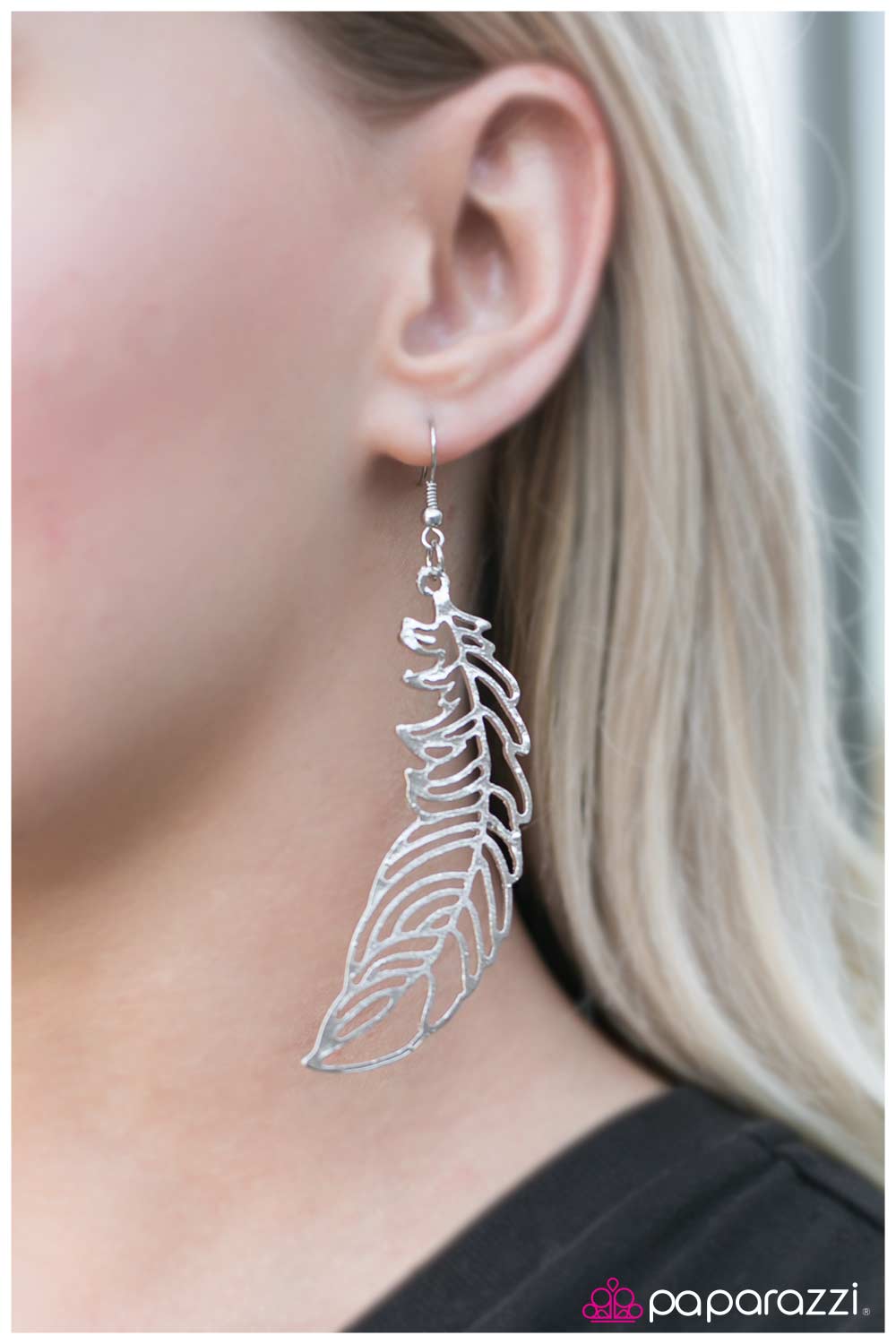 Paparazzi white feather earrings Clearance