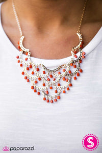 Paparazzi "BLOCK Beauty" Orange Necklace & Earring Set Paparazzi Jewelry