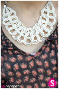 Paparazzi "BRAID New Girl" White Necklace & Earring Set Paparazzi Jewelry