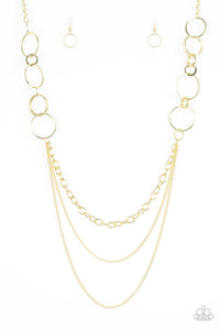 Paparazzi VINTAGE VAULT "RING Down The House" Brass Necklace & Earring Set Paparazzi Jewelry